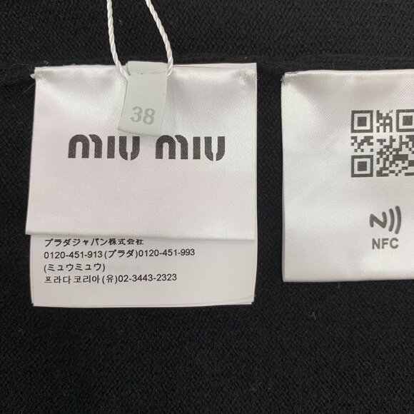 Miu Miu Womens Black Cardigan W/ Gold Buttons & Contrast Cream Pockets Size 38 M - Picture 5 of 8